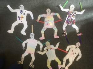A picture of dancing cyclops puppets from our Owls